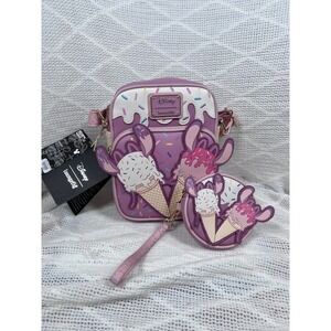Loungefly Disney Stitch Ice Cream Crossbody Bag Coin Purse Purple New